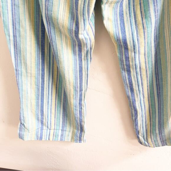 Norm Thompson Linen Blend Wide Leg Striped Cropped Pants Size 14 - Picture 7 of 11